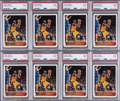 1996-97 Topps #138 Kobe Bryant PSA-Graded MINT 9 Rookie Cards Collection (8)
